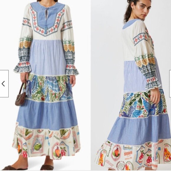 Farm Rio Pineapple Beach Maxi Dress Tropical Summer Maximalist - Picture 7 of 16